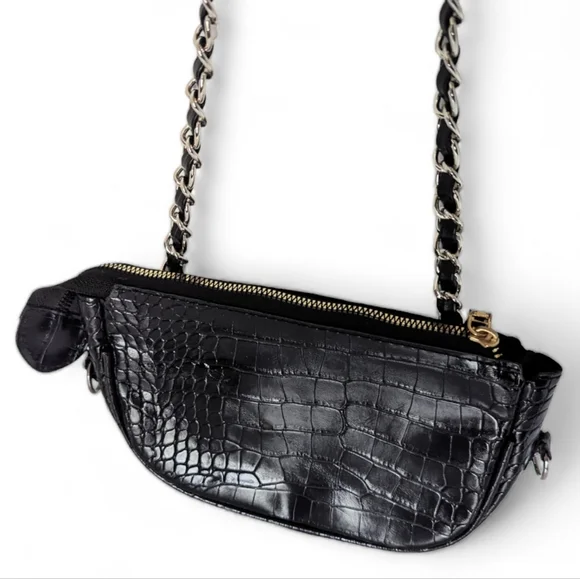 🐊Cute, Black Alligator Skin-Look Crossbody Bag w/ Matching Coin PurseUnbranded - Picture 3 of 10